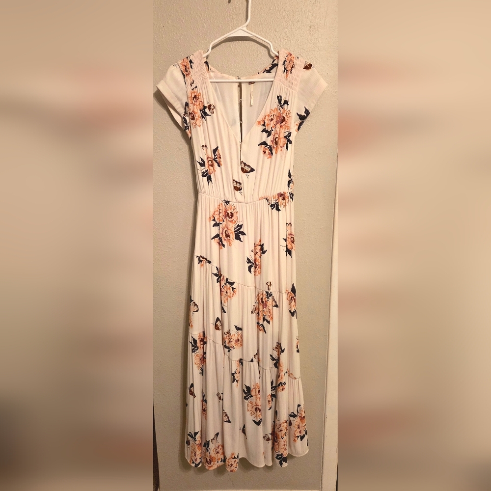 Free People All I Got Floral Maxi Dress - Cream and Pink